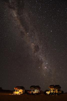 Roof tent camping under african skies